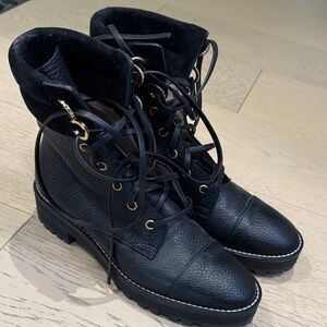 Stuart Weitzman Black Lace Up Boots
